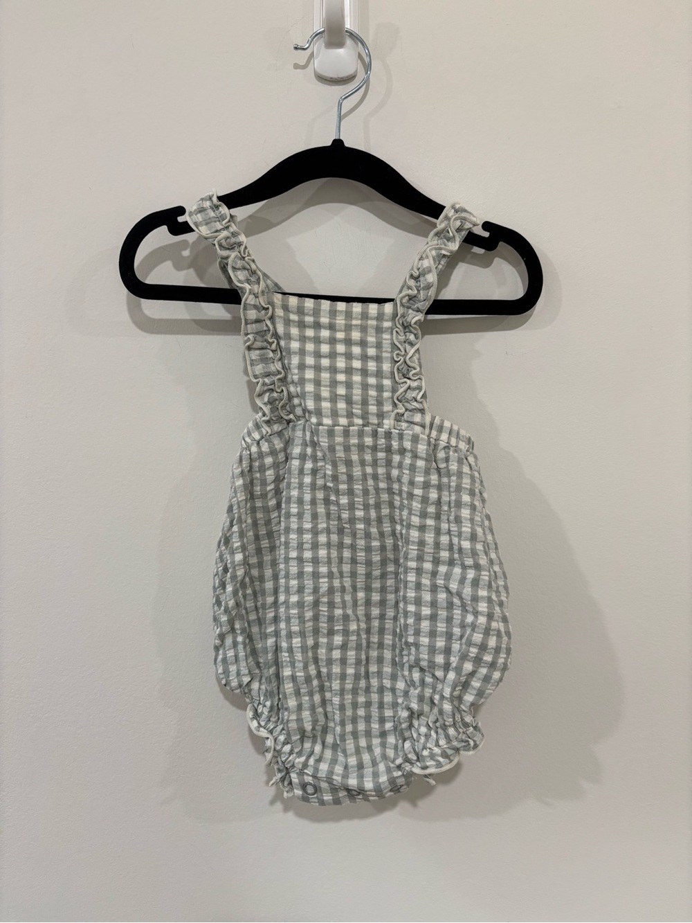 Rylee + Cru Gingham Apron Bubble Onesie